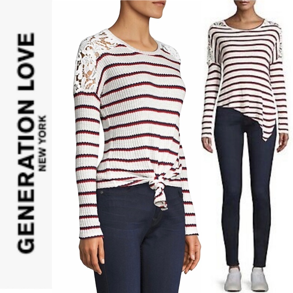 NWT Generation Love Bleecker Lace MultiStripe Top